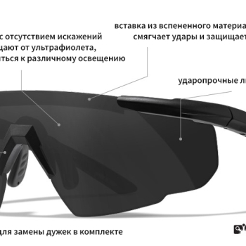 Очки защитные Wiley X WX Saber Advanced (frame: matte black: clear: grey lens: clear+grey+rust)